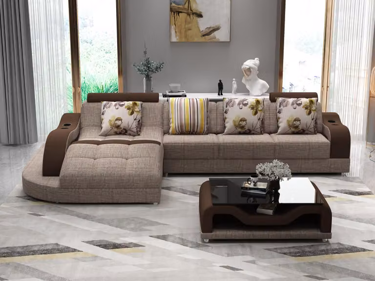 Ecksofa L-Form Sofa Couch Polster Ecksofa Wohnlandschaft Textil Sofas Stoff