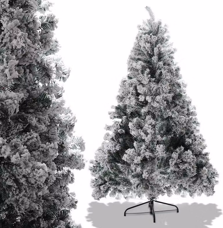 Jopassy albero di Natale abete con supporto in metallo per decorazione natalizia con neve, albero di Natale 340 punte aghi in PVC, verde, 120cm