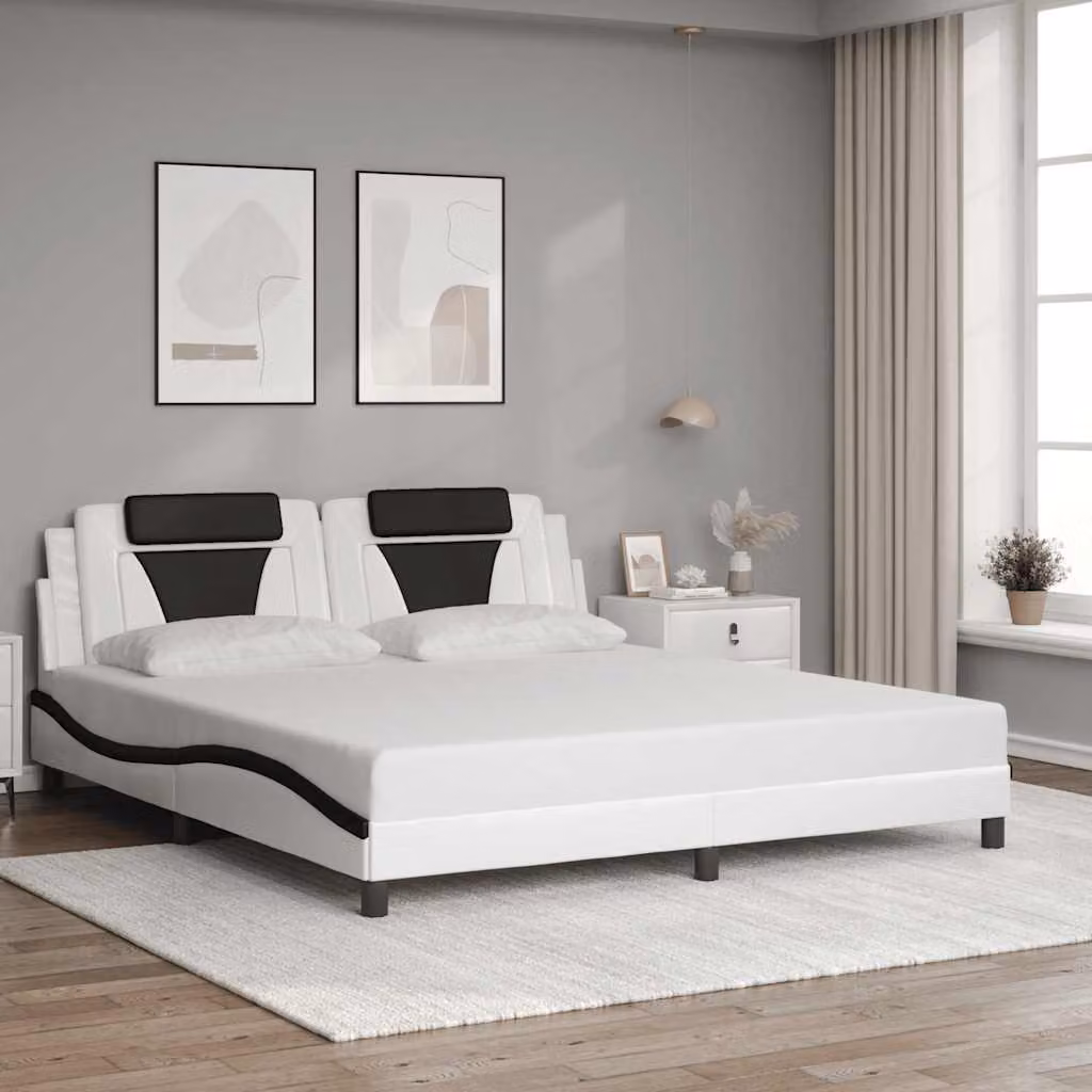 vidaXL Giroletto Viana in Similpelle Bianco e Nero, L/P/H: 180 x 200 x 185 cm – 1