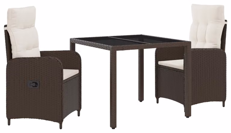 Set da pranzo per esterni 3 pcs Marrone e Bianco Crema