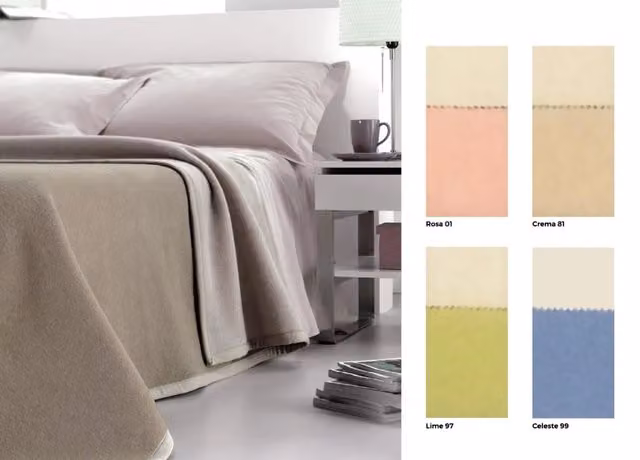 Coperta Jacquard in Pura Lana Vergine Biancheriaweb Modello Double Reversibile Tinta Unita Celeste 250 x 250 cm