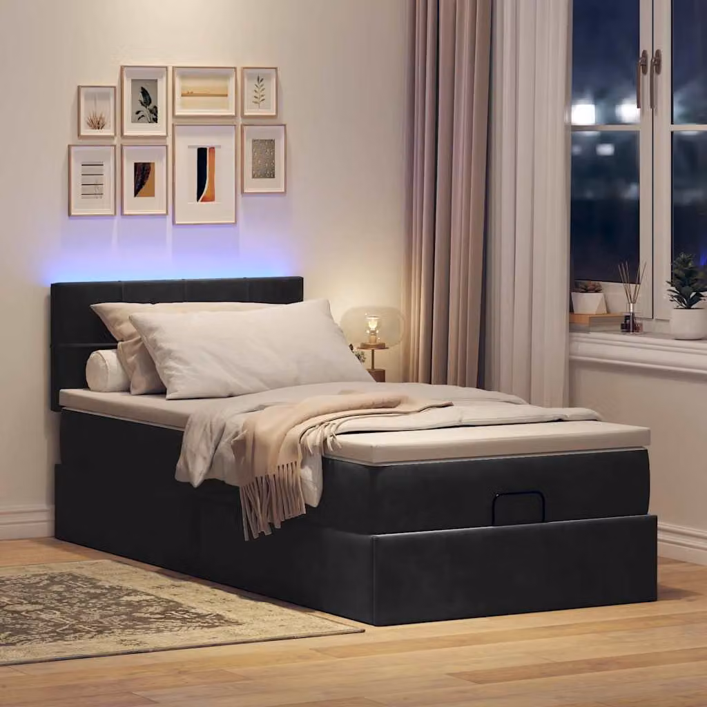 Maison Exclusive - Pouf Letto con Materasso e LED Nero 80x200cm in Velluto