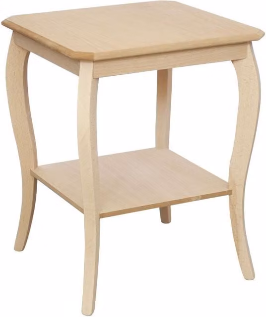 Tavolino quadrato in legno di faggio grezzo Mobili 2G L/P/H: 50 x 50 x 63 cm