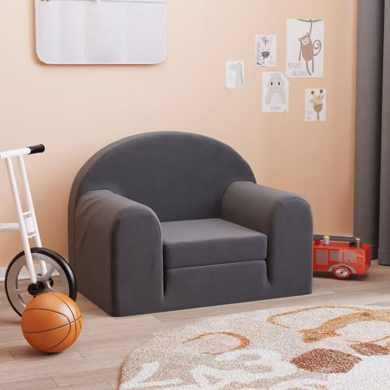 Maison Exclusive - Divano letto per bambini, colore antracite, tessuto morbido e peluche