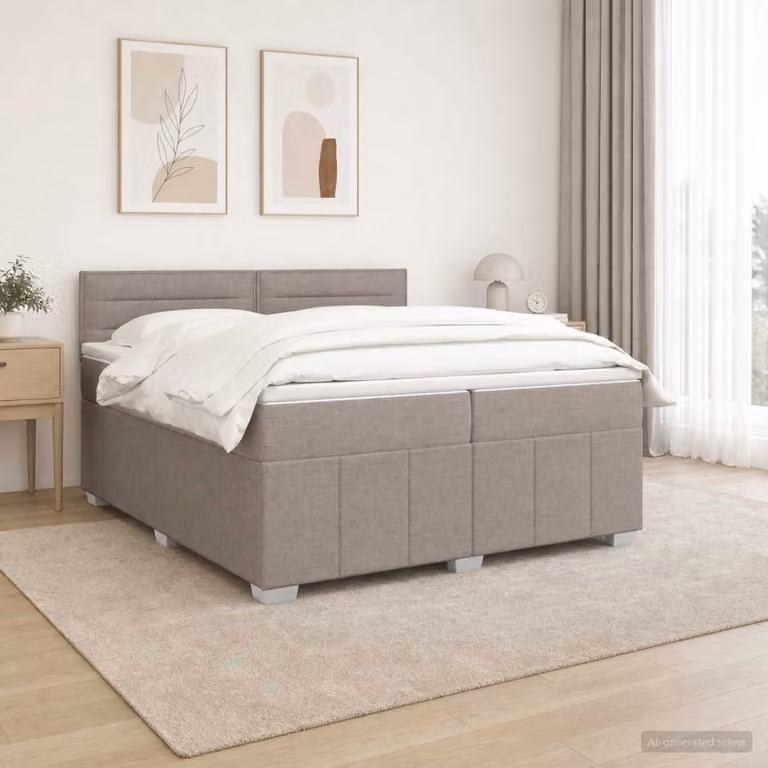 Letto box spring con materasso ibrido vidaXL in tessuto, L/P/H: 200 x 200 x 76,5 cm