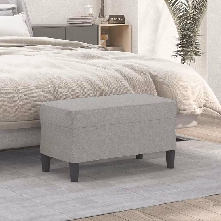 Panca moderna vidaXL in tessuto grigio con struttura in legno L: 70 cm, P: 35 cm, H: 41 cm