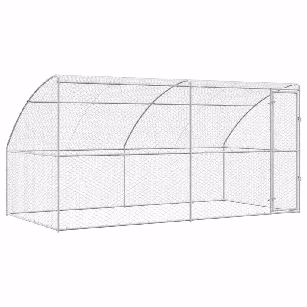 Set di 2 cuccie per cani vidaXL in metallo argentato resistente alle intemperie L/P/H: 4 x 2 x 2 m – 2