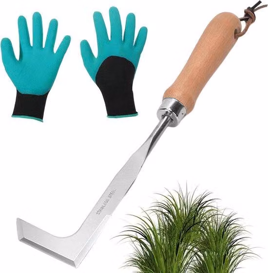 Coltello da erbacce in acciaio con manico, a doppio taglio, per la cura del giardino