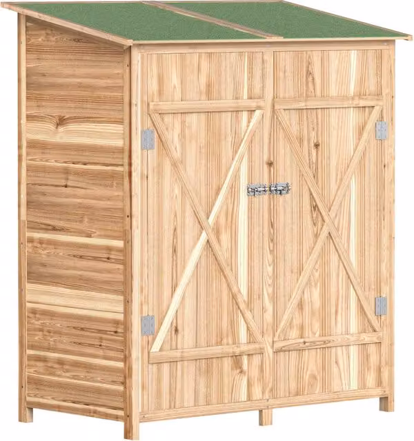 Casetta da giardino armadio porta attrezzi 140 x 75 x 157 cm salva-spazio tetto bituminoso impermeabile moderno in abete naturale 21_0004150