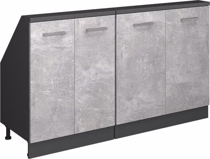 Mobile cucina sottotetto Vicco R-Line Calcestruzzo 140 cm Set di 2, Model 58134