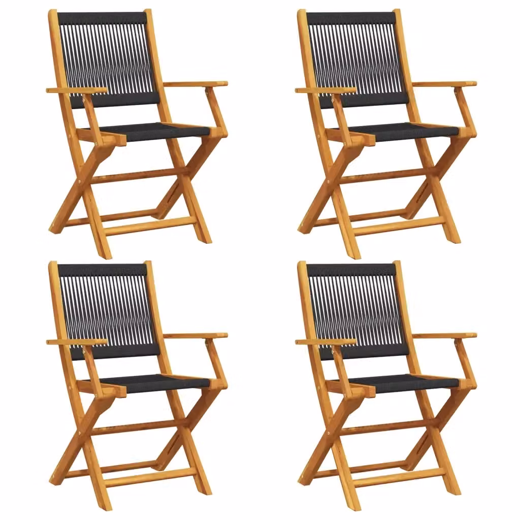 Set di 4 sedie pieghevoli vidaXL in legno di acacia nero con braccioli – 2