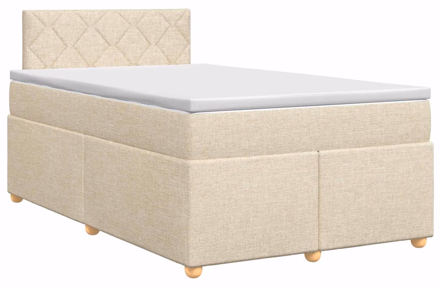 Letto a molle con materasso crema 120 x 190 cm in tessuto