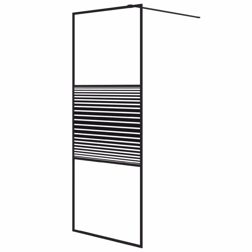 Parete Doccia Walk in vidaXL Nera con Vetro Trasparente ESG, L: 80 cm, H: 195 cm – 2