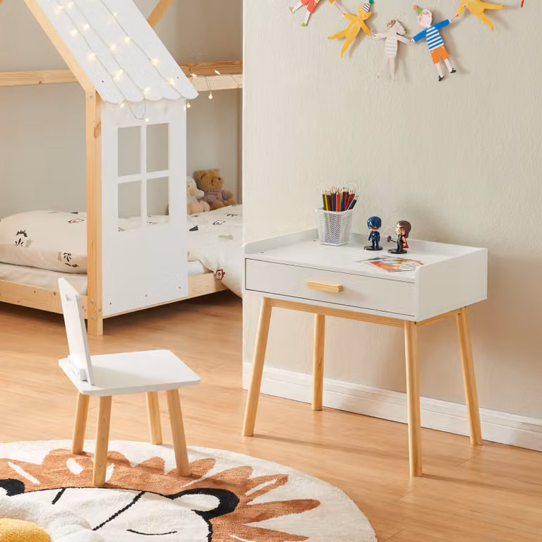 Scrivania per bambini con sedia 'Skjervøy' legno/bianco