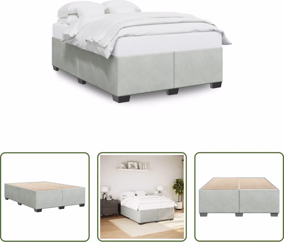 The Living Store Struttura letto grigio chiaro 140x190 cm in velluto