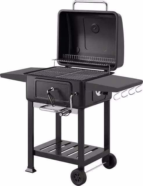 Barbecue a carbone Outsunny con griglia smoker e ruote, nero – 1