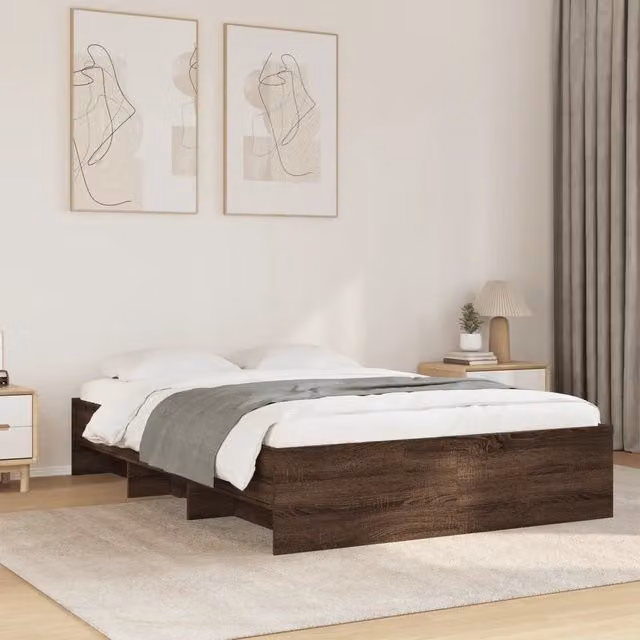 Giroletto vidaXL in Rovere Marrone con Listelli in Legno L/P/H: 140 x 190 x 35 cm