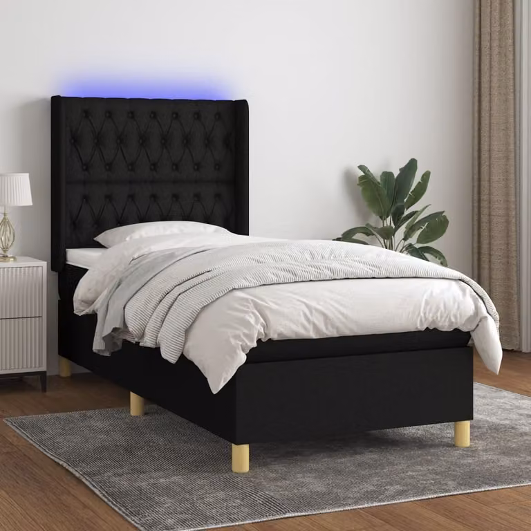 Maison Exclusive - Letto a Molle con Materasso e LED Nero 100x200 cm in Tessuto