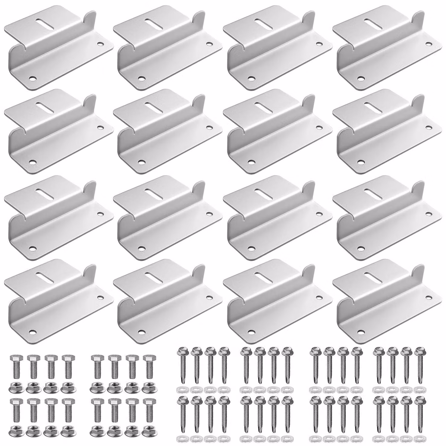 Set di 16 supporti a Z per pannelli solari, in alluminio, colore argento