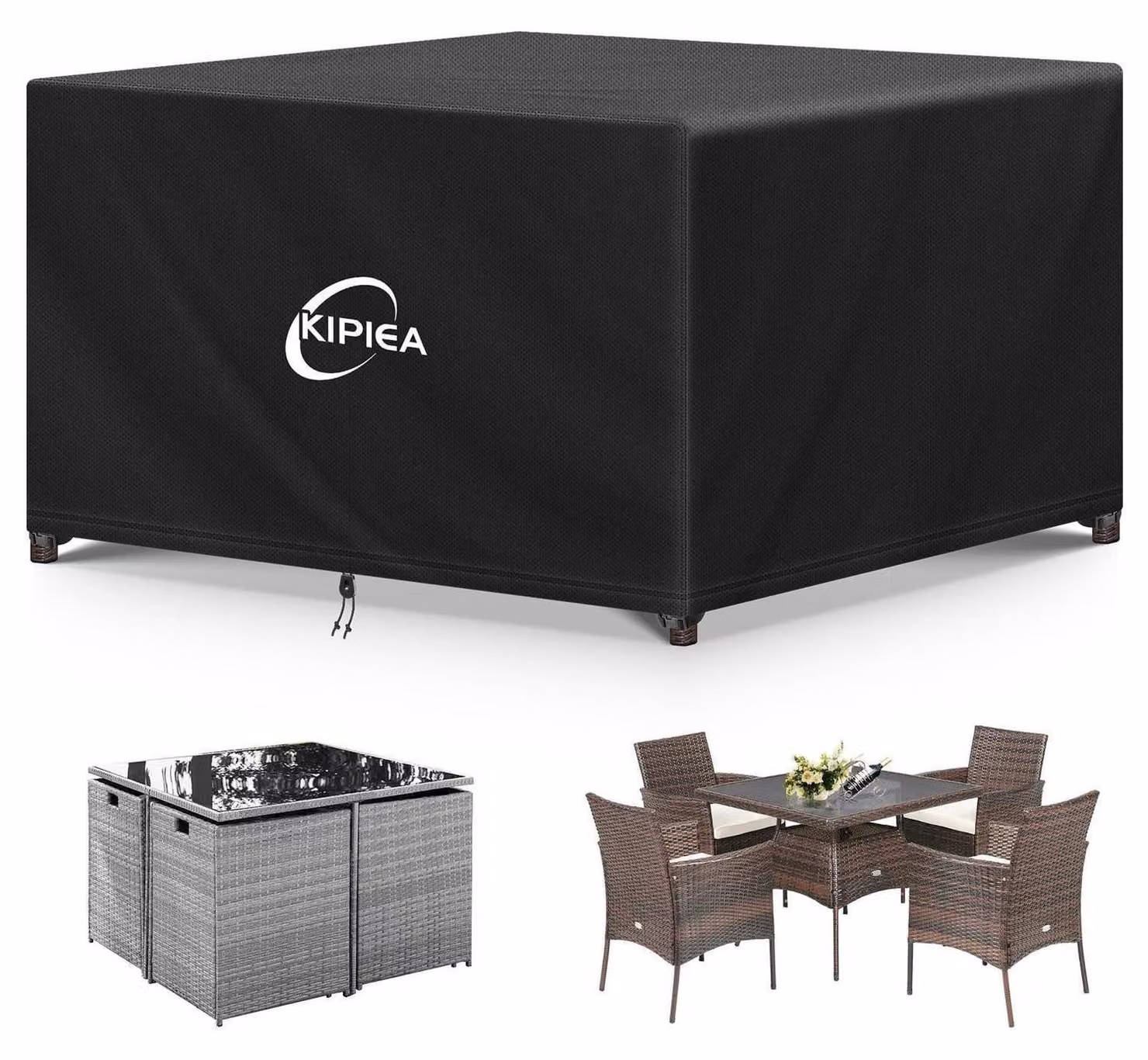 Copertura impermeabile per mobili da giardino, 420D Oxford, resistente alle intemperie invernali, quadrata, antivento e anti-UV, dimensioni 115 x 115 x 71 cm
