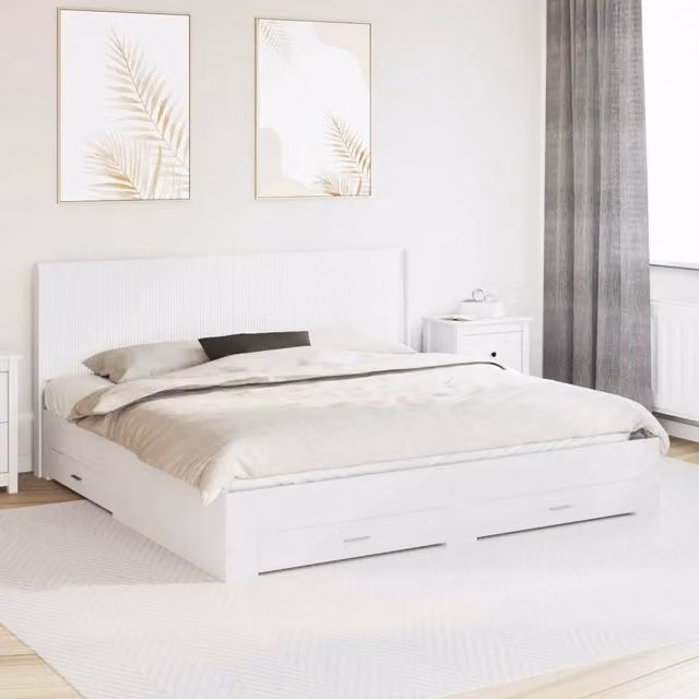 Struttura del letto con stoccaggio e testata Bianco 3414079
