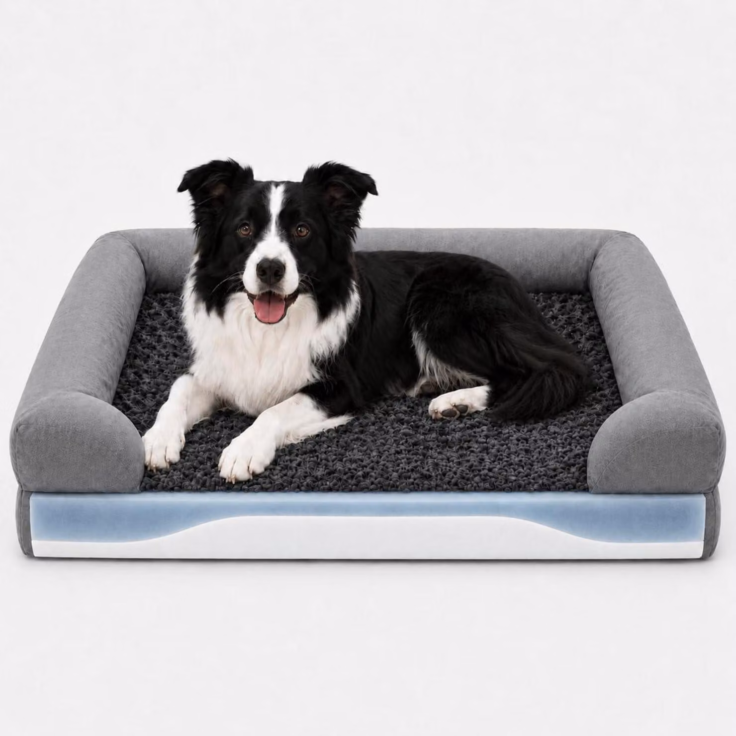 Cuccia ortopedica per cani di medie dimensioni, dimensioni 90x63x16 cm, con memory foam, bordo ergonomico, impermeabile e rivestimento removibile