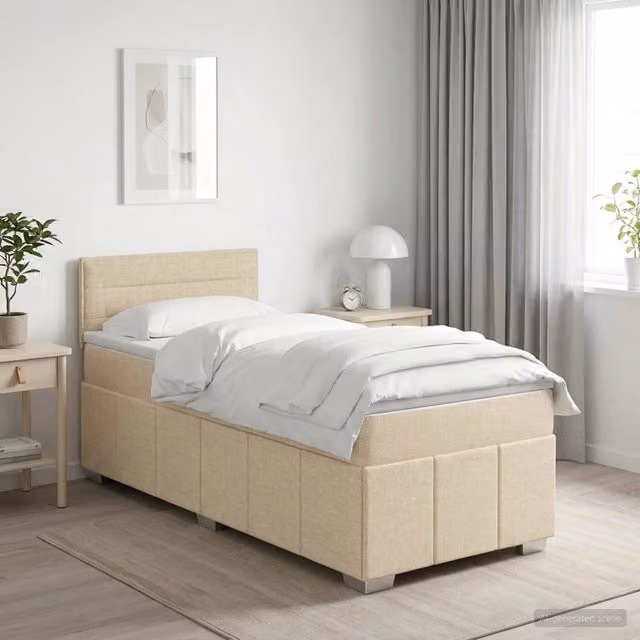 Letto box spring con materasso Crema 100 x 200 cm Tessuto 3451141