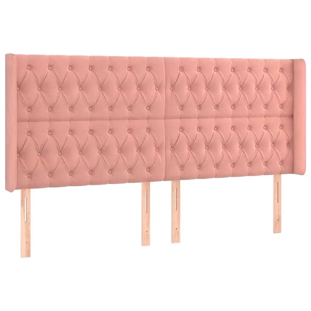 Testiera ad orecchio vidaXL in velluto rosa con struttura in legno L: 203 cm, P: 16 cm, H: 118-128 cm – 2
