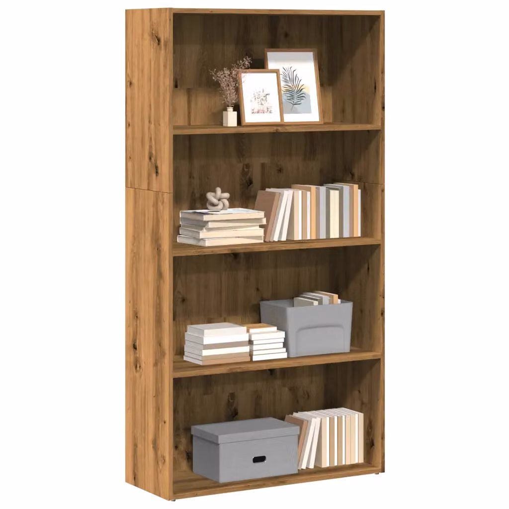 Libreria moderna vidaXL in legno Rovere marrone con pannello posteriore L: 80 cm, P: 30 cm, H: 152 cm