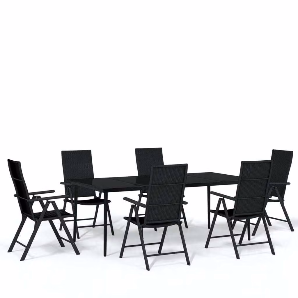 Set Mobili da Pranzo per Giardino 7 pz Nero
