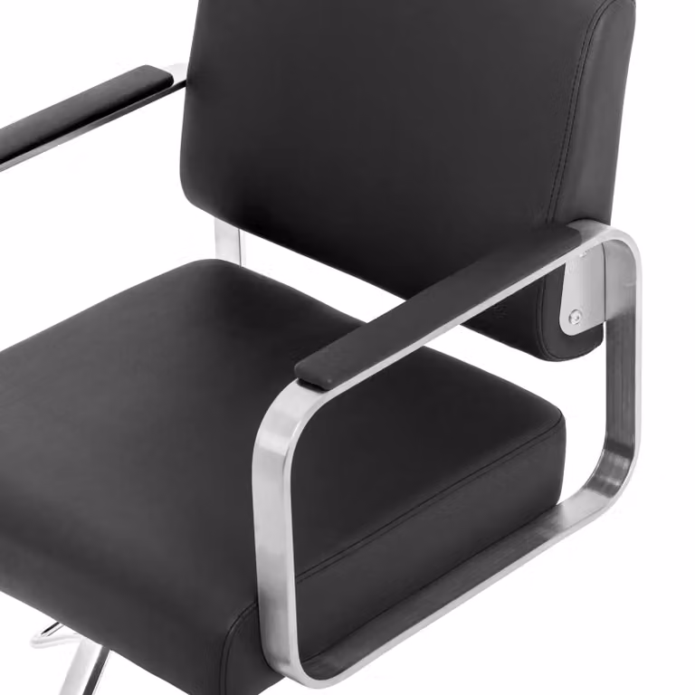 Expondo physa Poltrona da parrucchiere con poggiapiedi - 50 - 66 cm - 200 kg - nero/argento