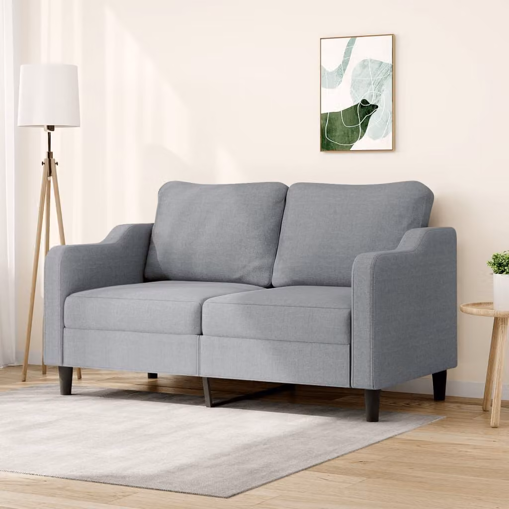 vidaXL Divano a 2 Posti Moderno in Tessuto Grigio con Struttura in Metallo