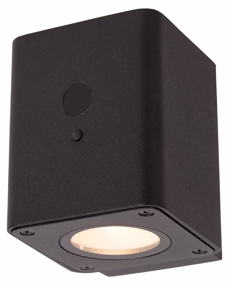 Lucide RAMIN - Lampada da parete, interni/esterni - solare - LED dimmerabile. - 1x1W, 2700K/3000K - IP54 - Sensore di movimento e di luce diurna/notturna - Nero