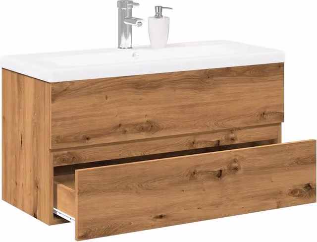 Mobile con Lavabo Integrat-Armadietto da Cucina-Lavandinoo Rovere Artigianale 524773