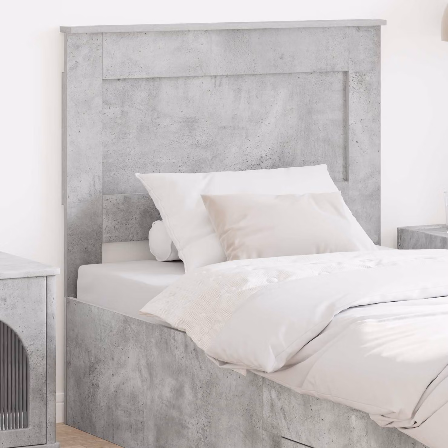 Testiera per letto moderna vidaXL in legno ingegnerizzato, colore grigio cemento