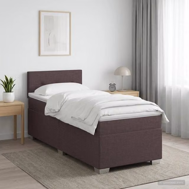 Letto box spring con materasso ibrido vidaXL Marrone e Bianco L/P/H: 200 x 80 x 100,5 cm