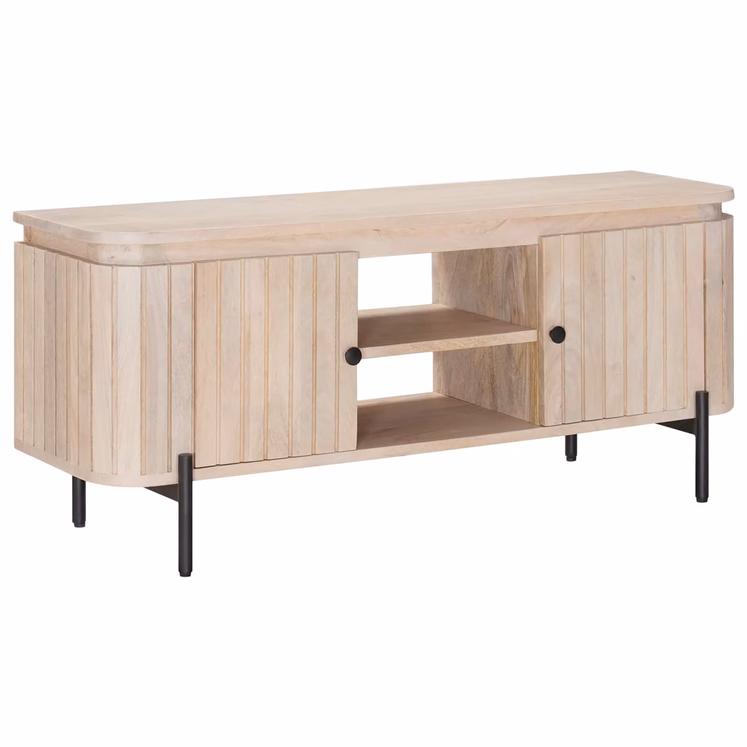 Mobile TV vidaXL con scaffale per archiviazione in legno di mango, colore beige, L 105 x P 30 x H 45 cm