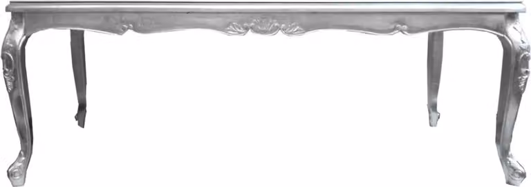 Casa Padrino tavolo da pranzo barocco con piano in vetro argento 200 x 100 x h. 81 cm - Tavolo da pranzo fatto a mano - Italy - Luxury Collection
