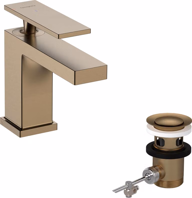 Mitigeur monocommande de lavabo hansgrohe Tecturis E 80, portée 122 mm, avec vidage, EcoSmart+, 73002140, 73002140