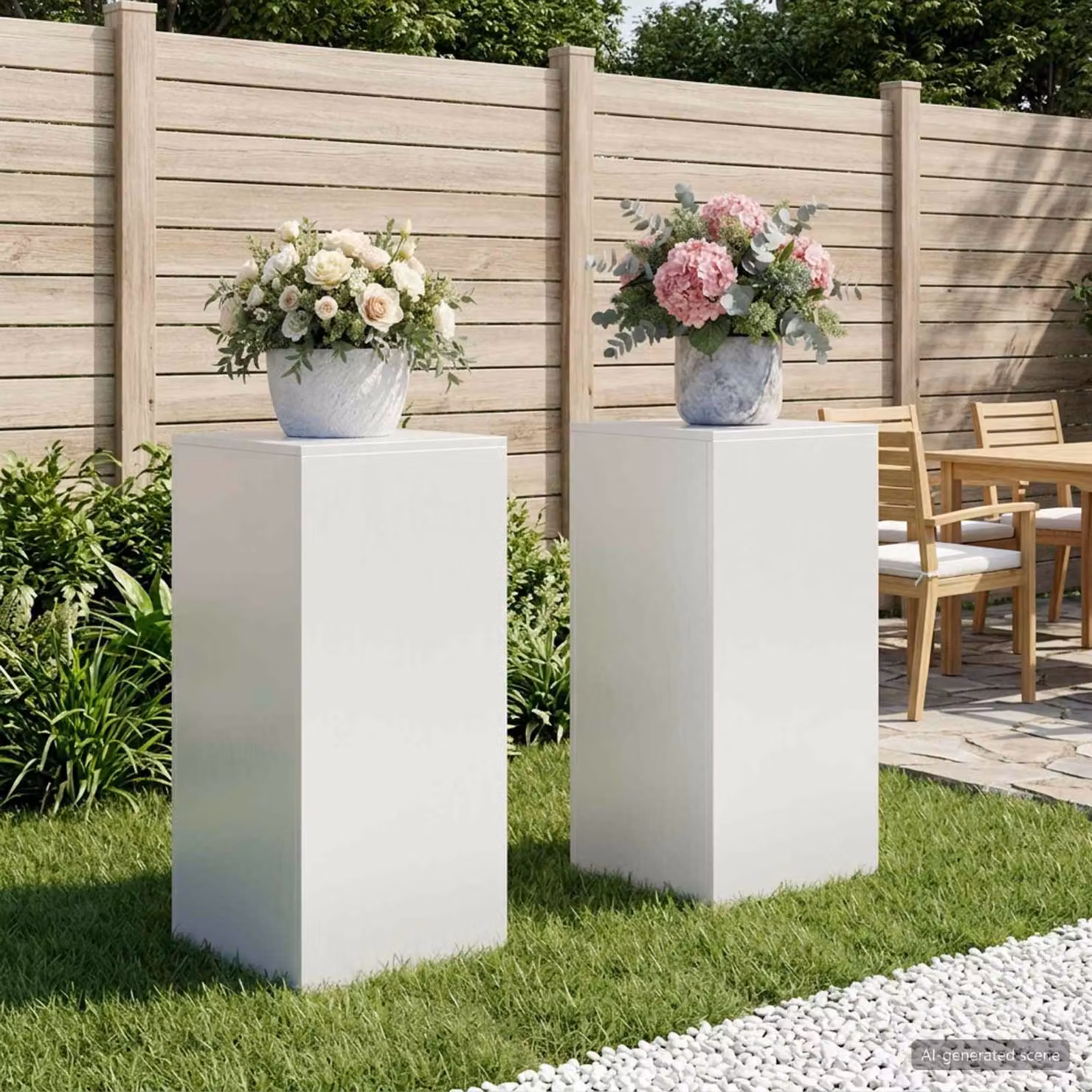Set di 2 supporti per piante vidaXL in metallo bianco, L/P/H: 40 x 40 x 80 cm