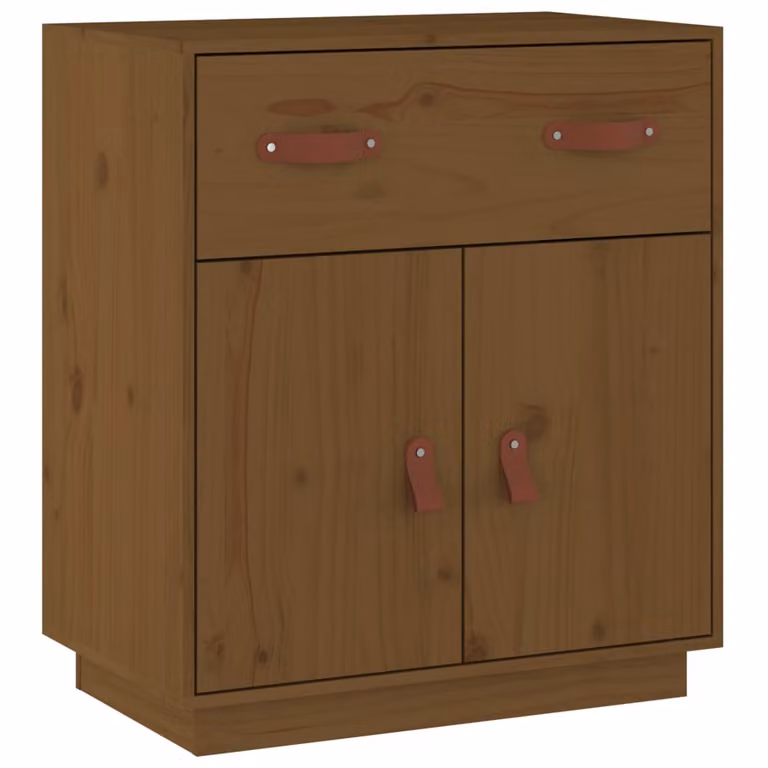 Credenza Ambrata 65,5x40x75 cm in Legno Massello di Pino