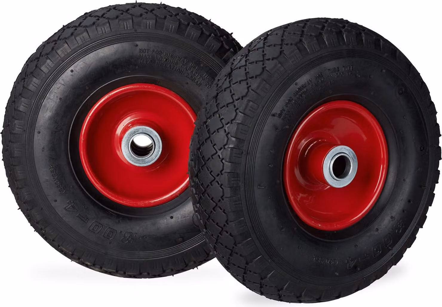 Set di 8 ruote per carrello a mano 3.00-4, con pneumatici, fino a 100 kg, 260 x 85 mm, ruota di ricambio con cerchione in acciaio, ruota pneumatica, nero-rosso