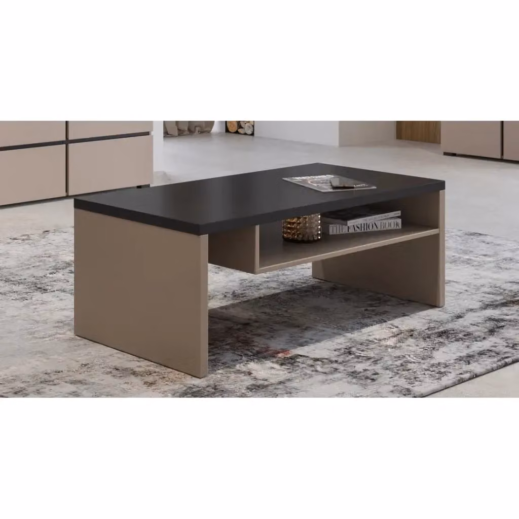 Tavolino basso HAVANA Meublorama beige e nero con piano nero opaco L/P/H: 60 x 45 x 33 cm – 2