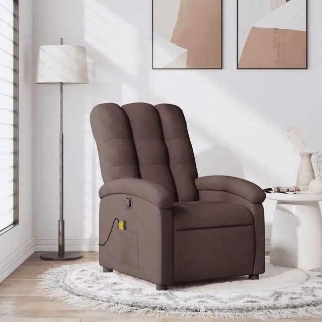 Poltrona Relax Reclinabile vidaXL in Tessuto Marrone con Braccioli e Imbottitura in Schiuma
