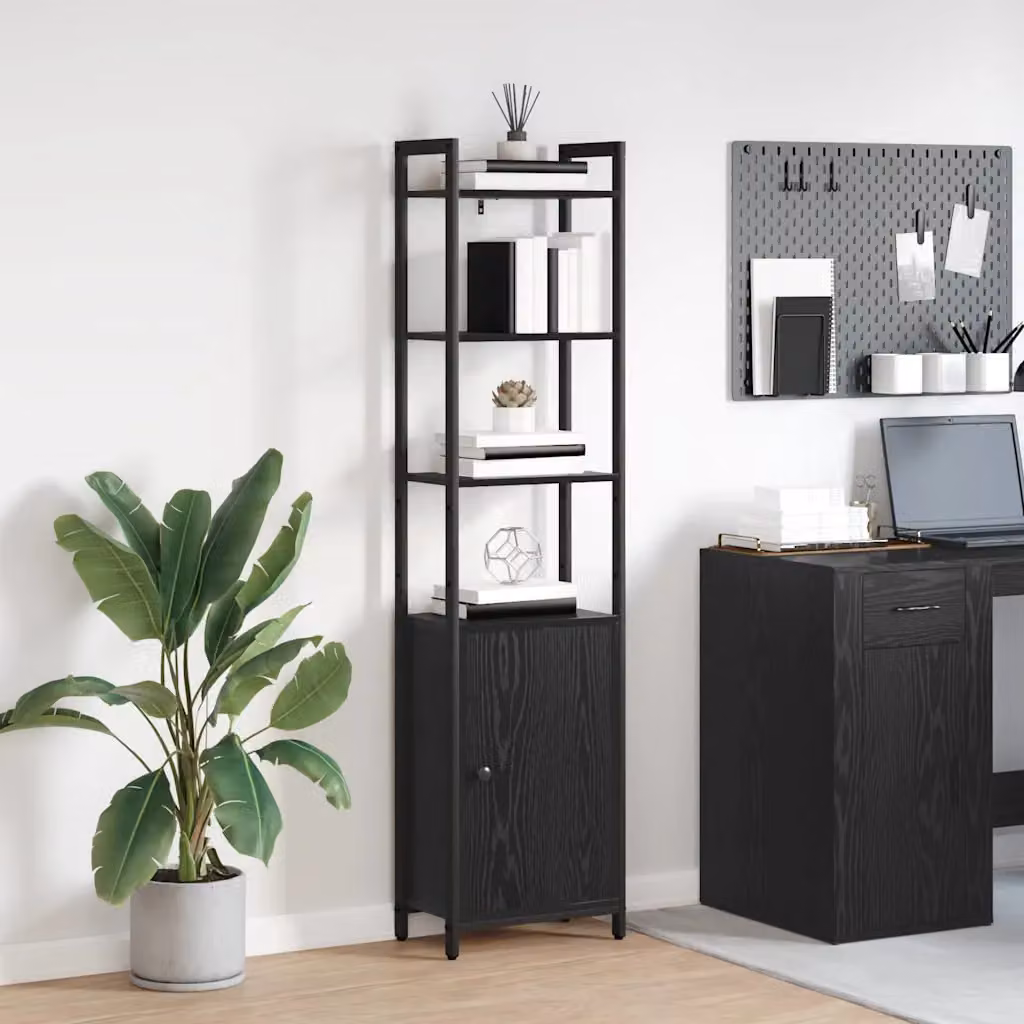 vidaXL Armadio per Libri Industrial con 6 Livelli in MDF e Metallo, Colore Rovere Nero, L 40 x P 24 x H 161 cm