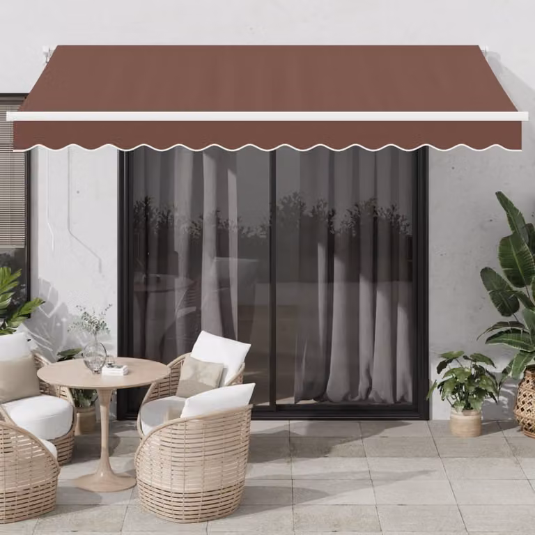 Tenda da Sole Retrattile Automatica con LED vidaXL, Marrone, L: 350 cm x P: 250 cm