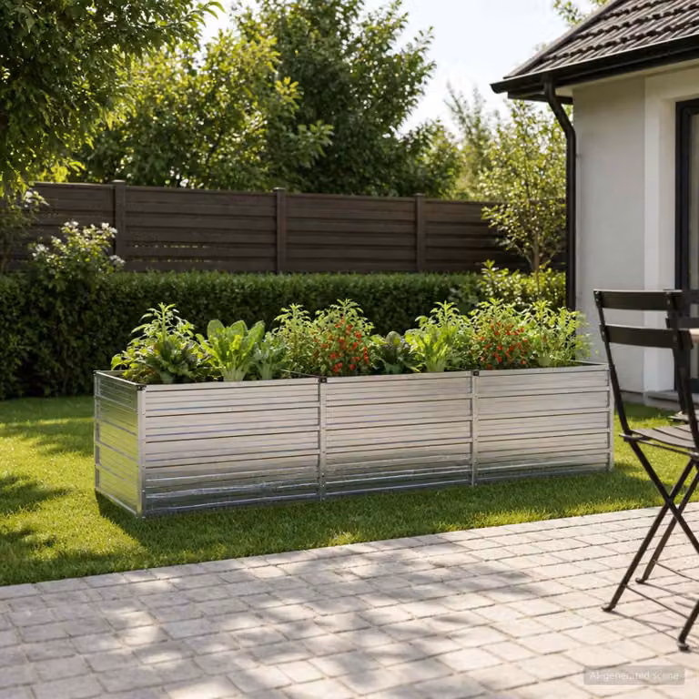 Letto rialzato da giardino vidaXL in acciaio galvanizzato Argento L: 240 cm, P: 80 cm, H: 55 cm
