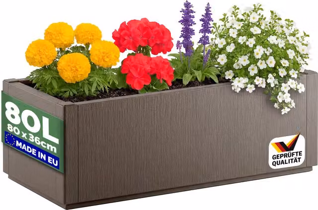 Vaso da fiori Ethica Casaria® in plastica marrone H: 80 cm, L: 36 cm, P: 36 cm