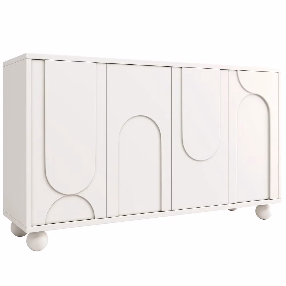 Mobile contenitore Minimal per soggiorno e sala da pranzo bianco con ripiani regolabili L: 120 cm, P: 35 cm, H: 71 cm – 2