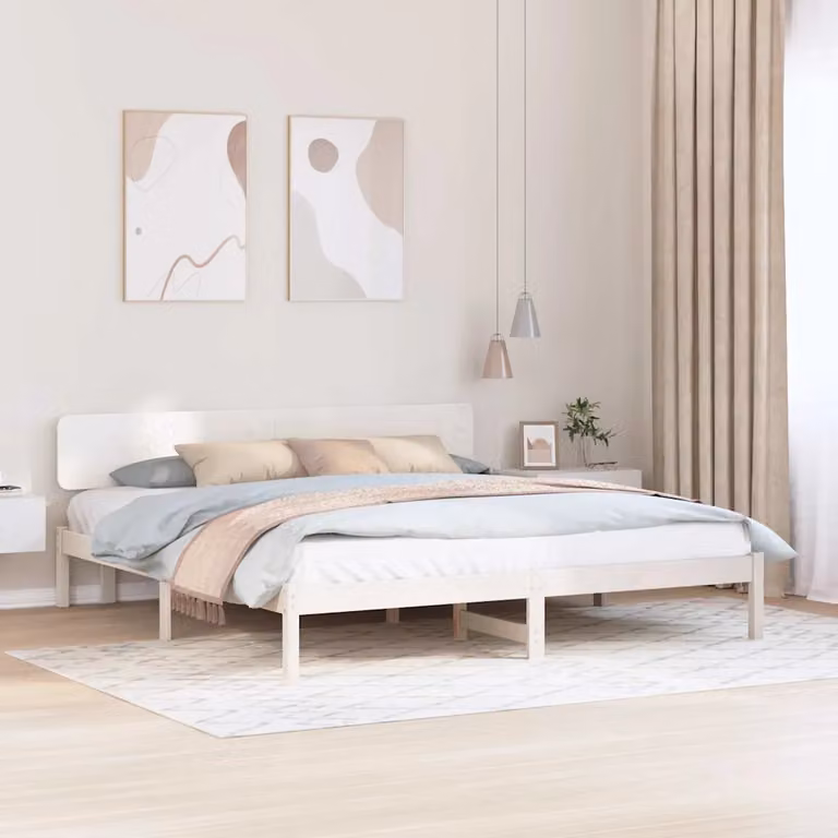 Struttura del letto in pino massello bianco vidaXL L/P: 180 x 200 cm